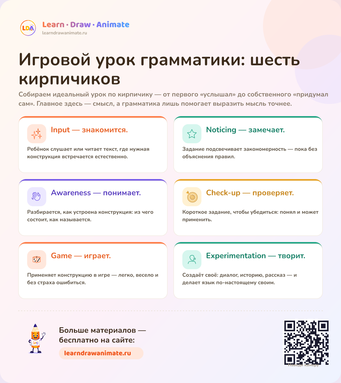 Игровой урок грамматики: шесть кирпичиков